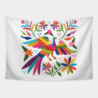 Mexican Otomí Flying Bird Composition / Colorful & happy art by Akbaly Tapestry
