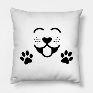 sweet Dog Face with Paws Cartoon Pillow