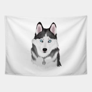 Cute Husky Drawing Tapestry