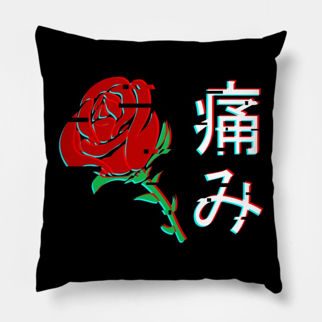 Japanese Aesthetic Rose v4 Pillow by MisterNightmare
