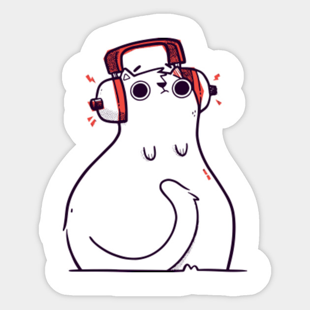 Cat Listen Music Cat Sticker Teepublic Au