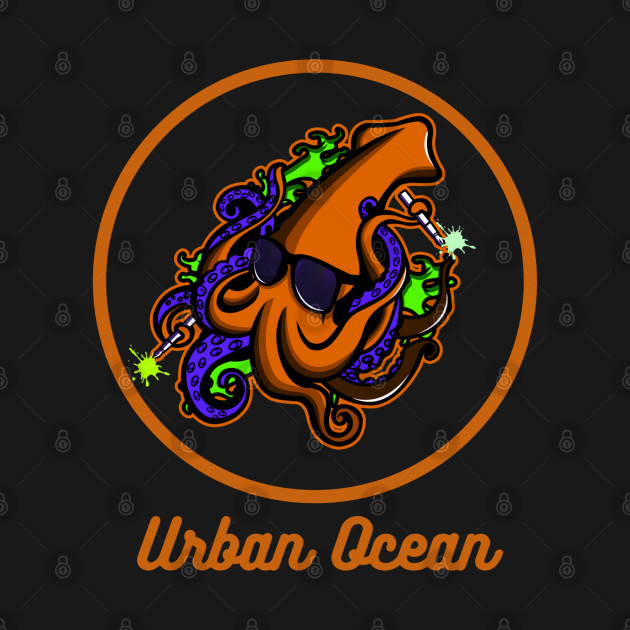 Urban Ocean Squid Logo (Orange) by urbanoceandesigns