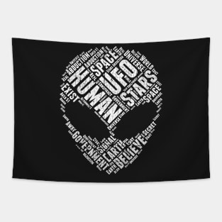 Space UFO Distressed Alien Face Funny Science Abduction graphic Tapestry