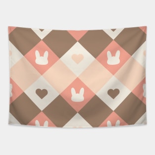 Cute Rabbit Bunny Love Pattern Doodle Seamless Tapestry