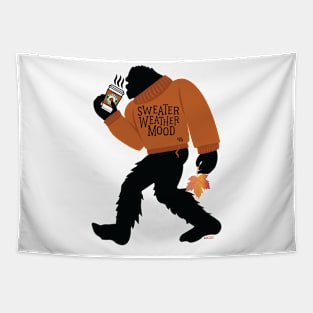 Sweater Weather Bigfoot With Pumpkin Spice Latte Tapestry