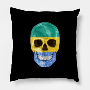 Gabon Flag Skull - Gift for Gabonese With Roots From Gabon Pillow