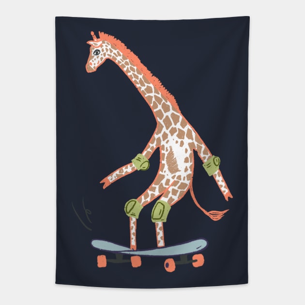 Skater Giraffe Tapestry by Das Brooklyn