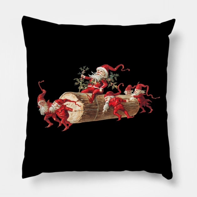 Vintage Christmas Elves Pillow by EmoteYourself