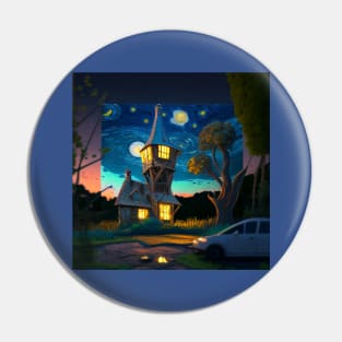 Starry Night Over The Burrow Pin