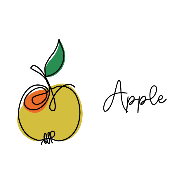 Apple with leaf continuous one line drawing by DanielK