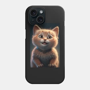 cute cat smiling - brown Phone Case