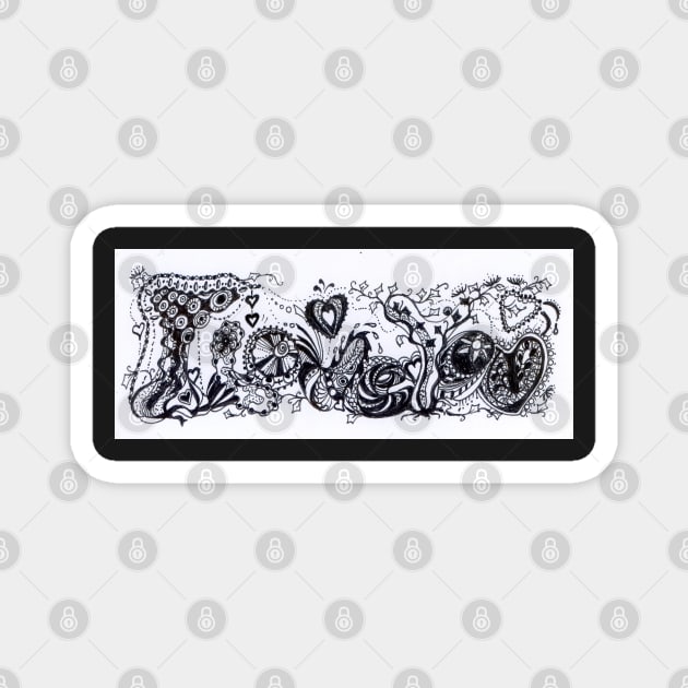 I Love You Aussie Tangle Black & White Magnet by Heatherian