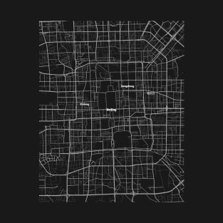 4K Beijing China Map | HD Beijing China Map | Black And White Map Of Beijing China T-Shirt