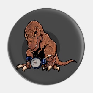 T-Rex Playing the Drums Pin