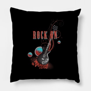 Retro Guitar Rock On Music Lover Pillow