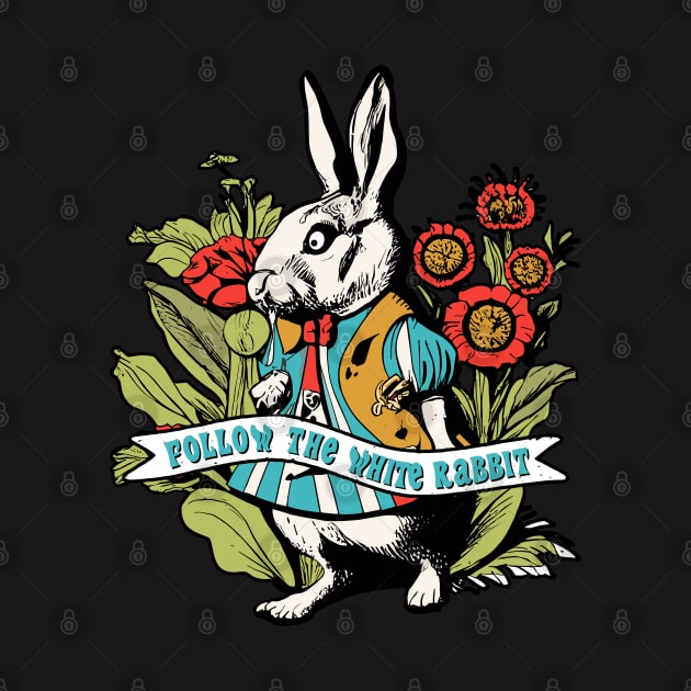 Follow the White Rabbit - Alice in Wonderland - White Rabbit by Tezatoons