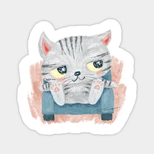 American Shorthair sitting on the sofa Magnet