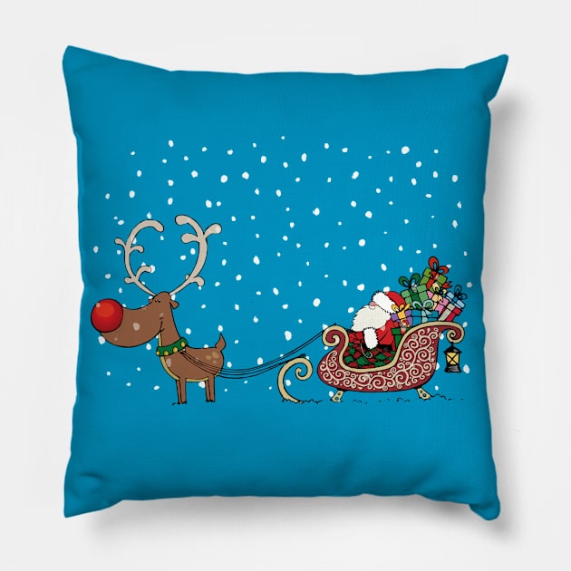 Rudolph and Santa Pillow by mangulica