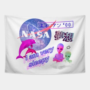 Nasa aliens vaporwave Tapestry