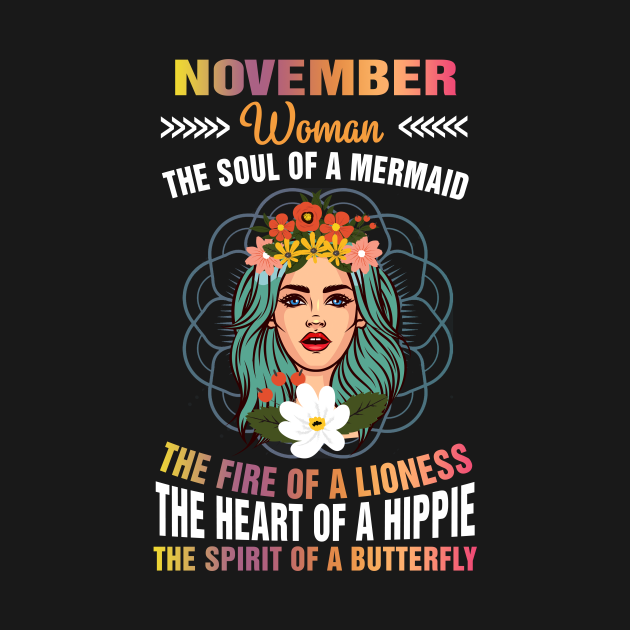 Discover November Woman - The Soul Of A Mermaid Birthday T-Shirt - November Woman The Soul Of A Mermaid - T-Shirt