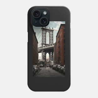 Famous view of the Manhattan Bridge from Washington Street in Dumbo, Brooklyn, New York City, USA Phone Case