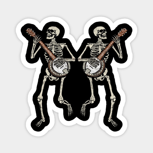 Retro Dancing Skeleton Pair Banjo Vintage Graphic Magnet by Sinclairmccallsavd