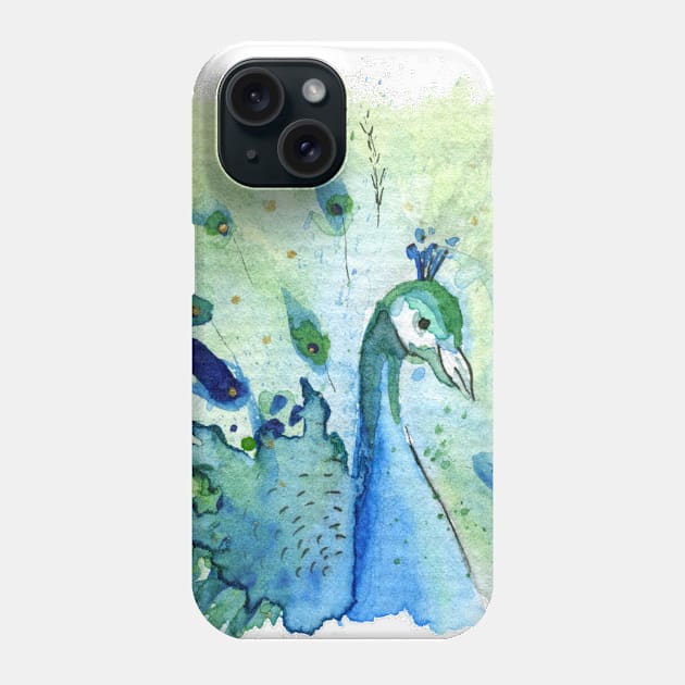 Watercolor Peacock Phone Case by atangledkite