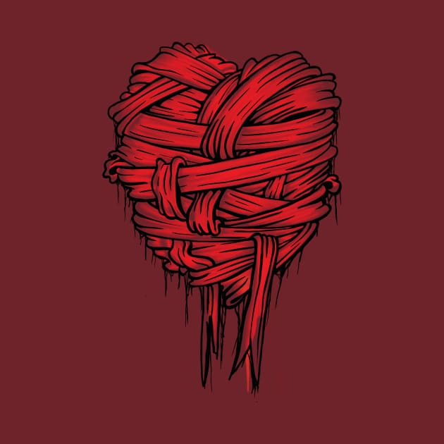 Bandage Heart (line art and red) by Ahepartwork