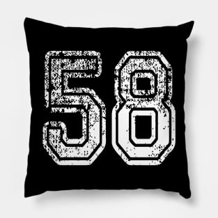 Number 58 Grungy in white Pillow