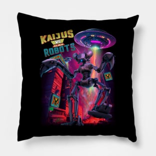 Kaijus vs Alien Robots from outer space Pillow