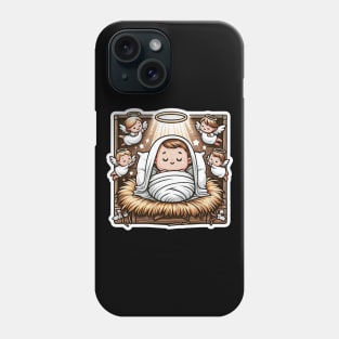 Newborn King Jesus Manger Angels Good News Phone Case