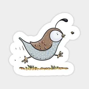 Cute running californian quail cartoon illustration Magnet