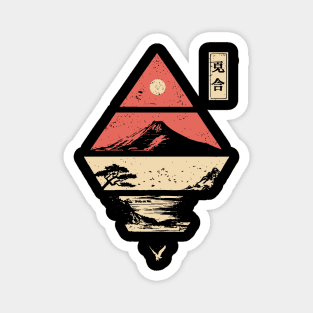 Geometric Japanese Landscape in Abstract Form Magnet
