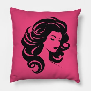 woman hair salon logo design t-shirt Pillow