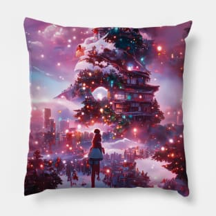 Wild Christmas Walk in the Snow Going on a Xmas Adventure Around Christmas Trees Pillow