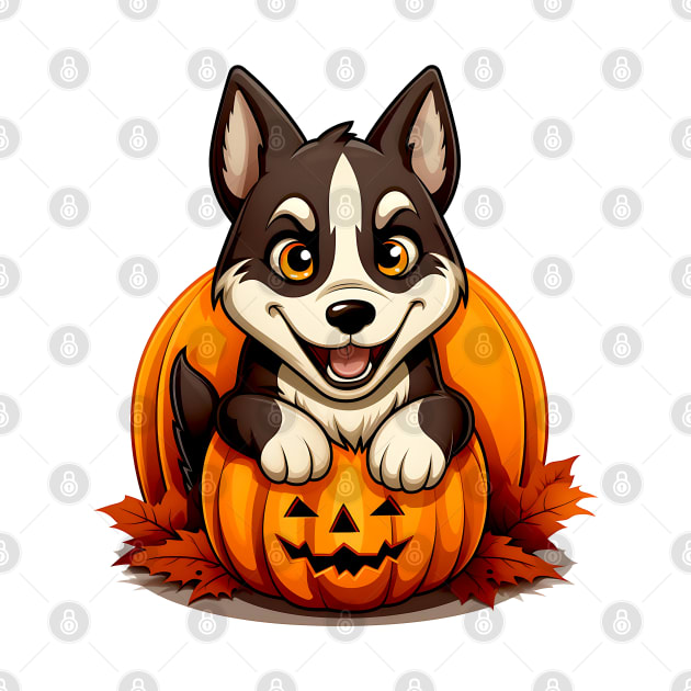 Disover Siberian Husky Dog inside Pumpkin #1 - Halloween - T-Shirt