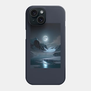 Painting of Full moon shining on the lake on a calm summer night Phone Case