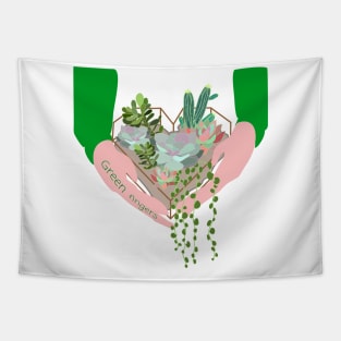 Green fingers succulent terrarium Tapestry