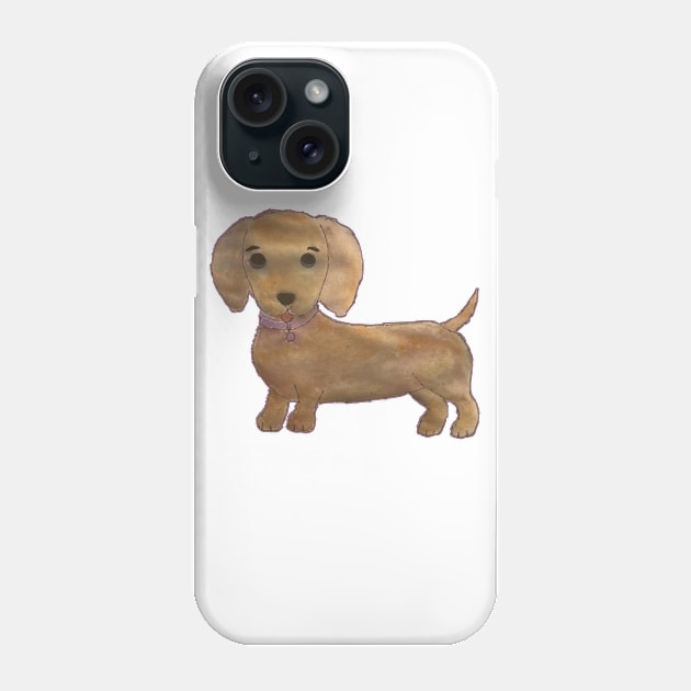 Cute Dachshund Puppy Phone Case by WatercolorFun