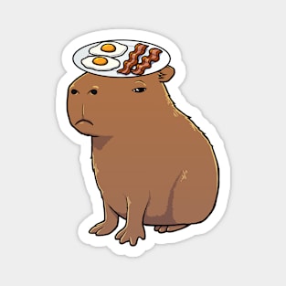 Capybara with Bacon and Eggs on its head Magnet