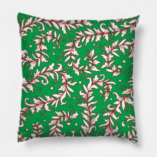 Lacy Leaves Red and Green Palette Pillow