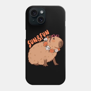 Sun and fun a cute capybara ready for summer vacation Phone Case