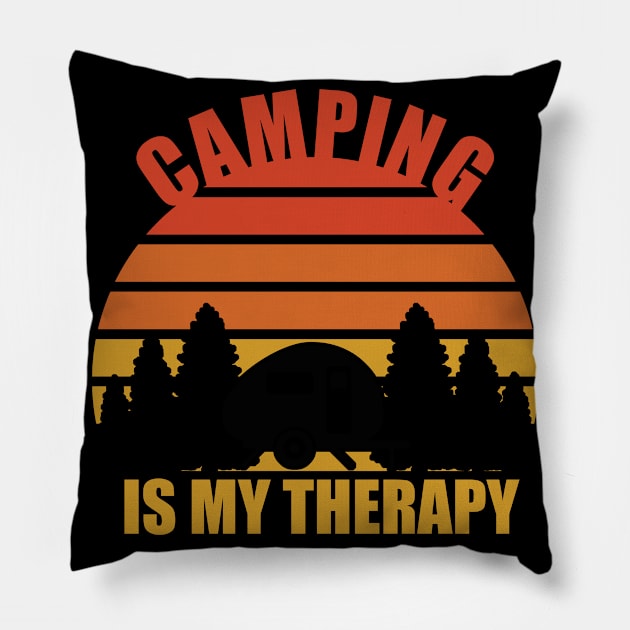 Camping Is My Therapy Pillow by eliteshirtsandmore