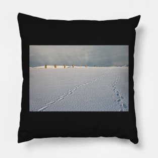 Footprints in the snow Pillow