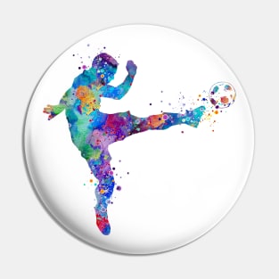 Soccer Player Watercolor Pin