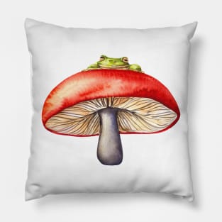 Mushroom Frog Watercolour Pillow