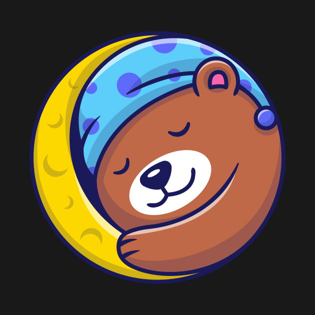 Cute Bear Sleeping On Moon by Catalyst Labs