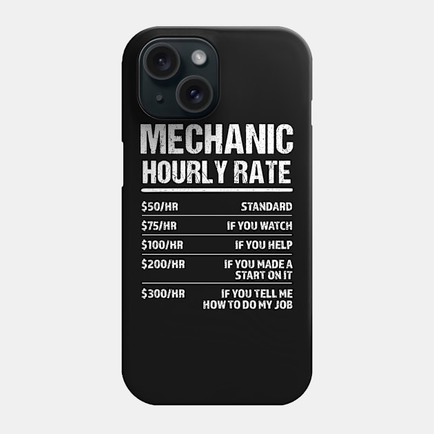 Mechanic Hourly Rate Funny Birthday Gift Phone Case by qwertydesigns