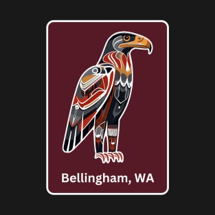 Bellingham Washington Native American Indian American Red Background Eagle Hawk Haida T-Shirt