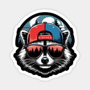 Raccoon Lovers Funny Raccoon Cap Adventure Lovers Magnet